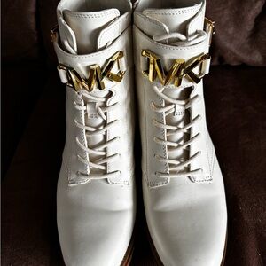 Michael Kors White Lace Up Boots